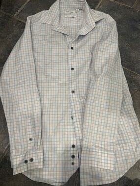 Teen Calvin Klein Light Blue & Cream Plaid Button-Down Shirt